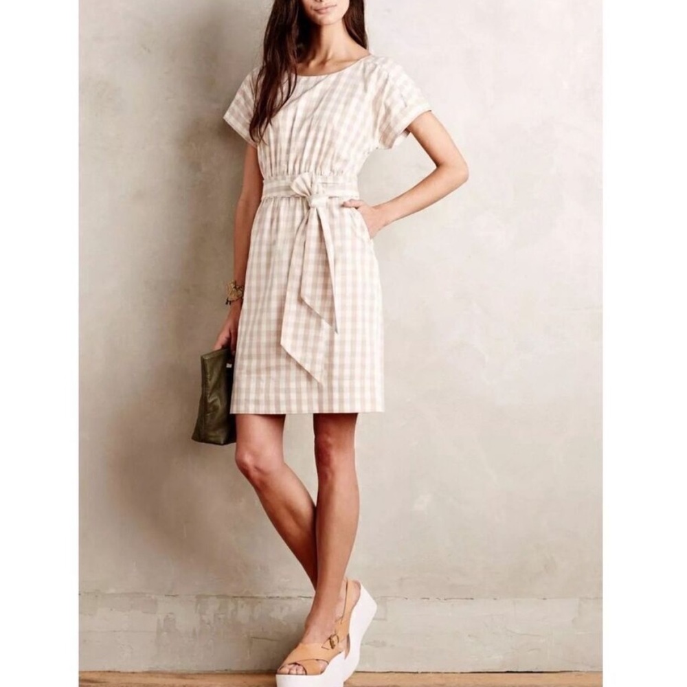 Anthrooplogie HD in Paris Ribboned Poplin Ginham Dress Size 10